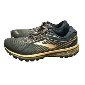 Brooks Ghost 12 Mens Running Shoes Black & Gold Size 9.5 Medium Width Mesh Upper